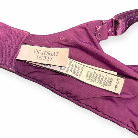 VICTORIA’S SECRET Women’s Plum T-Shirt Lightly Lined Demi Bra Size 34D - Picture 3 of 6